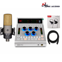 Combo Livestream Rohiauder RH201 + Soundcard AK8 + Tai nghe Yanmai H5