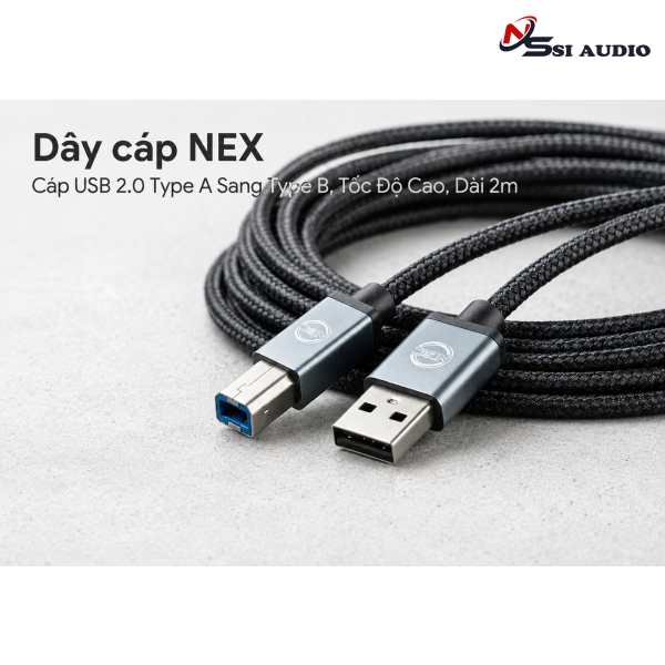 Dây cáp NEX - Cáp USB 2.0 Type A Sang Type B, Tốc Độ Cao, Dài 2m 