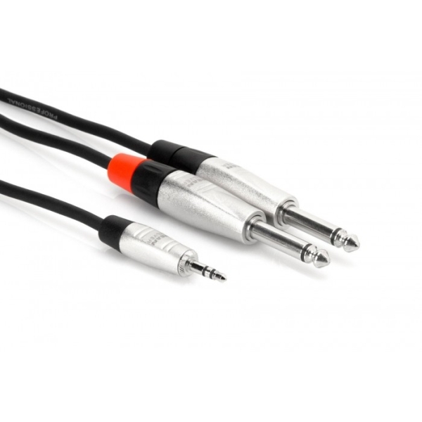 Hosa Pro Stereo Breakout Rean 3.5mm Trs To Dual 1/4" Ts
