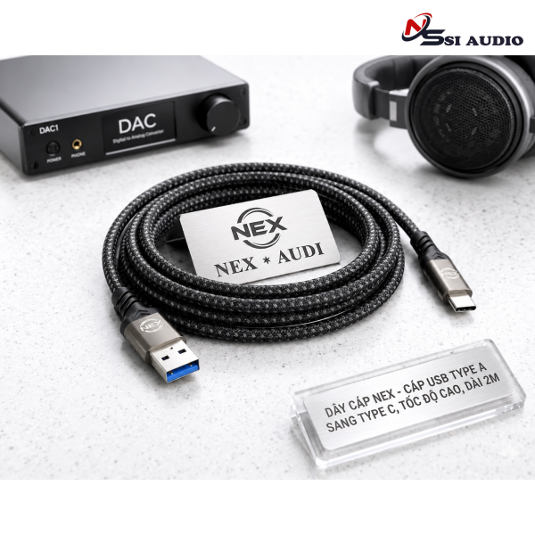DÂY CÁP NEX - CÁP USB TYPE A SANG TYPE C, TỐC ĐỘ CAO, DÀI 2M  
