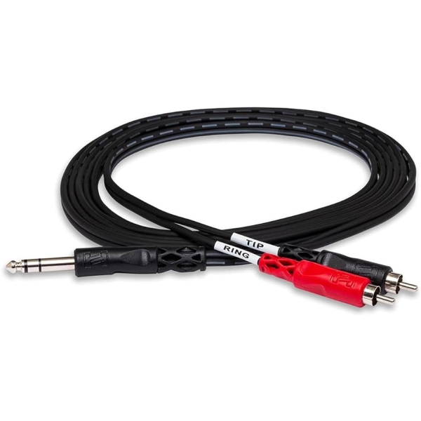 HOSA TRS-202 INSERT CABLE - 1/4 INCH TRS MALE TO DUAL RCA MALE  1.5M