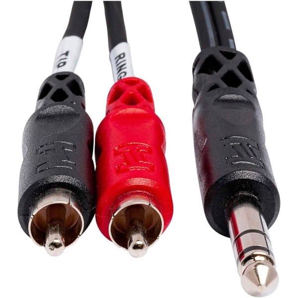 HOSA TRS-203 INSERT CABLE - 1/4 INCH TRS MALE TO DUAL RCA MALE 2.5M