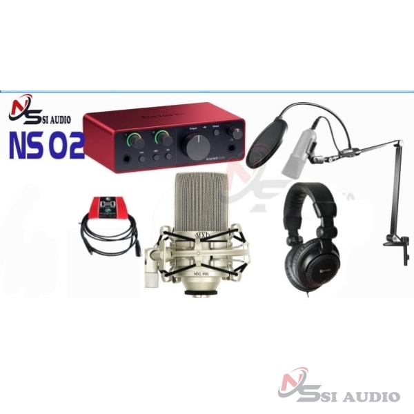 Combo Thu Âm Focusrite Solo Gen 4 + Mxl 900 + Hosa 1m5 + Headphone Prodipe 580 Pro + Chân Ns MK4
