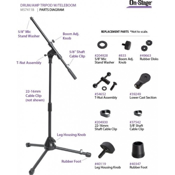 On-Stage Ms7411tb Kick Drum / Amp Tripod Mic Stand Chân micro trống