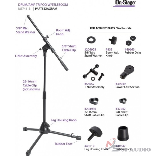 On-Stage Ms7411tb Kick Drum / Amp Tripod Mic Stand Chân micro trống