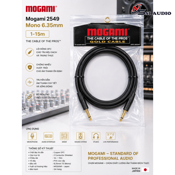 Mogami 2549 Mono 6.35mm – Dây Nhạc Cụ High-End: Độ Chi Tiết Tuyệt Đối