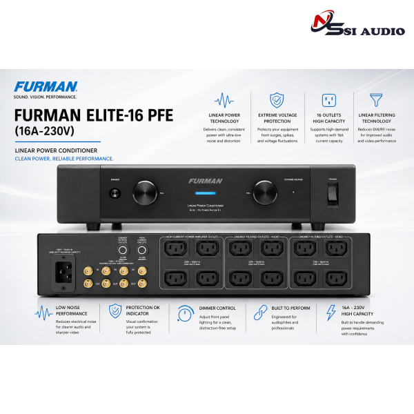 Furman ELITE-16 PFE (16A-230V) Lọc sạch Noise & Bảo vệ thiết bị