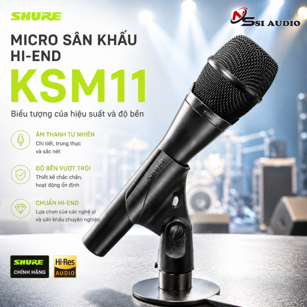 Micro Sân Khấu Hi-End Shure KSM11 – Đỉnh Cao Tái Tạo Giọng Hát Kỹ Thuật Số