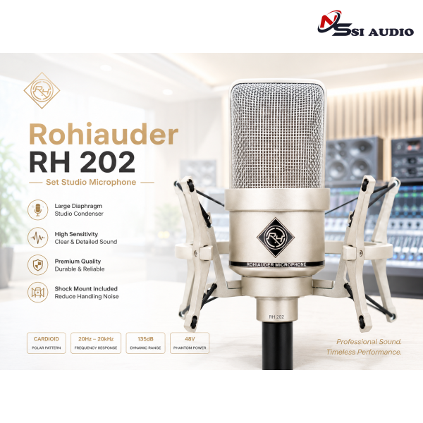 Rohiauder RH 202 Set Studio Microphone – Micro Thu Âm Chất Lượng Cao, Giọng Sáng Rõ, Giá Tốt