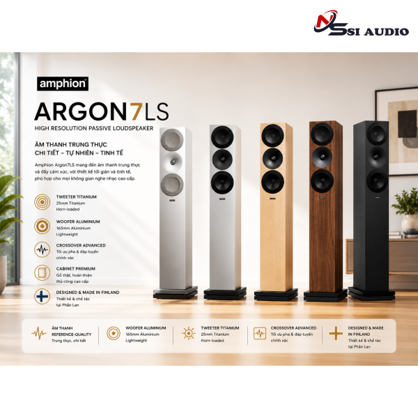 Amphion Argon7LS – Loa Cột Hi-Fi Flagship Màng Nhôm Kép & Radiator Thụ Động Chế Tác Thủ Công Tại Phần Lan