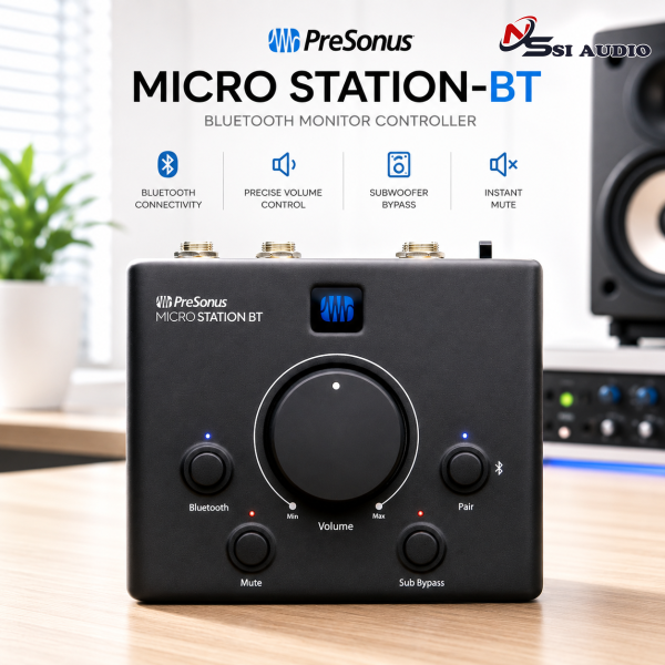 PreSonus Micro Station-BT: Trạm Kiểm Âm Desktop Bluetooth – Tinh Gọn Và Tiện Lợi