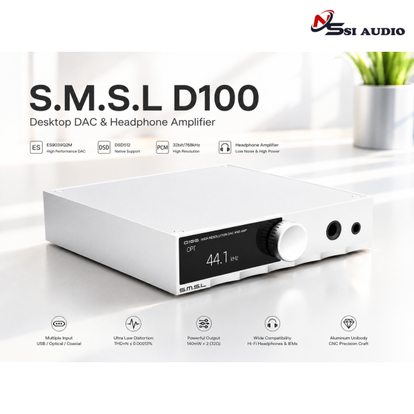 S.M.S.L D100 Desktop DAC & Headphone Amplifier – Giải Pháp Âm Thanh All-in-One Toàn Năng Cho Máy Tính