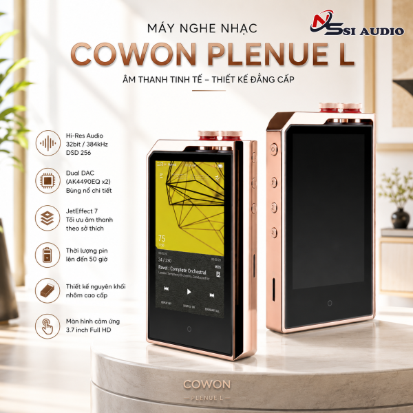 Cowon Plenue L – Máy Nghe Nhạc Hi-Res Flagship Với Chip DAC ES9038PRO & Thiết Kế Brass Bọc Vàng Sang Trọng