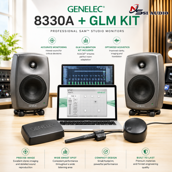 Genelec 8330A + GLM Kit – Hệ Thống Loa Kiểm Âm Thông Minh SAM™ 5 Inch Cao Cấp, Sửa Lỗi Âm Học Phòng Thu Tuyệt Đối