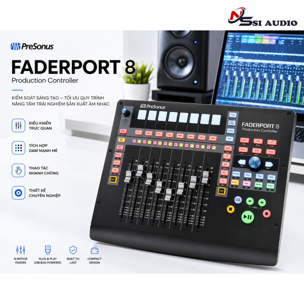 PreSonus FaderPort 8: Bàn Điều Khiển Sản Xuất 8 Kênh – Nâng Tầm Hòa Âm Chuyên Nghiệp
