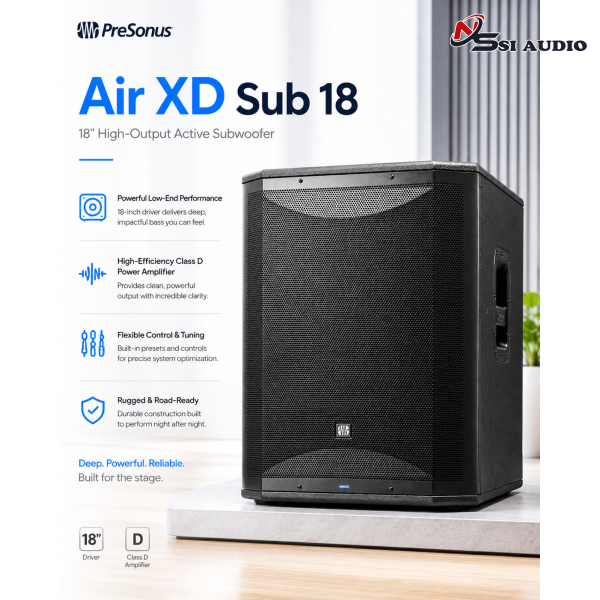Loa Sub Active PreSonus Air XD Sub 18 – Uy Lực Bass 50 Kỹ Thuật Số Đột Phá