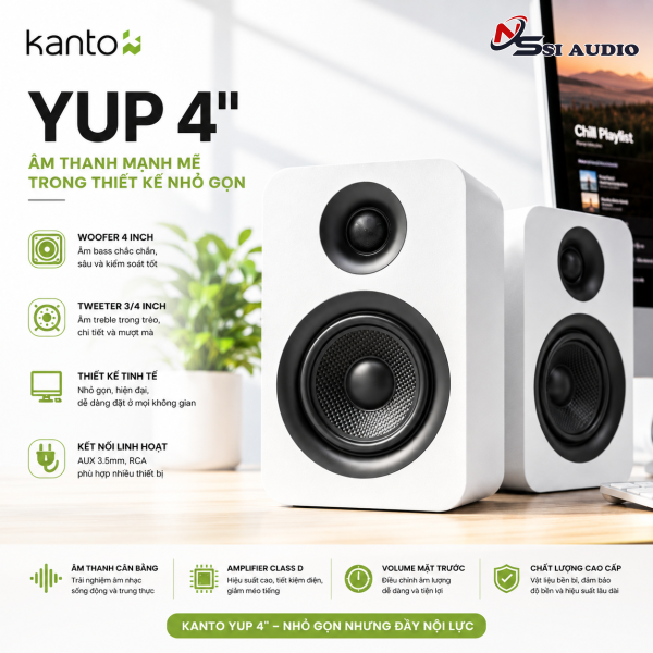 Loa Kanto YUP 4": Cặp Loa Bookshelf Passive 4-Inch Chuẩn Mực – Giải Pháp Nghe Nhạc Chuyên Nghiệp Dành Cho Amply Rời!
