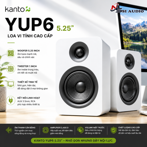 Loa Kanto YUP6 5.25": Cặp Loa Bookshelf Passive Củ Loa 5.25-Inch Uy Lực