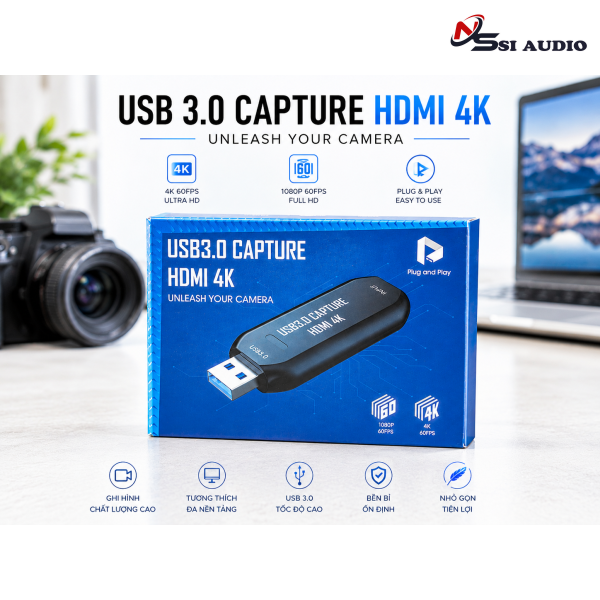 USB 3.0 Capture HDMI 4K – Thiết Bị Livestream, Thu Video Thu Hình Độ Phân Giải Cao Chuyên Nghiệp