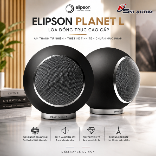 Elipson Planet L – Loa Bookshelf Đồng Trục Hi-Fi Cao Cấp Thiết Kế Hình Cầu Biểu Tượng Từ Pháp