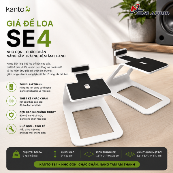 Kanto SE4 – Giá Để Loa Để Bàn Nâng Chiều Cao Tối Ưu Âm Học Cho Loa Bookshelf Cỡ Trung