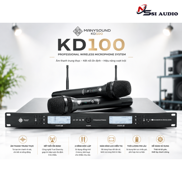 Micro Không Dây Manysound KD100: Thách Thức Mọi Sân Khấu – Chất Âm Chuẩn Phòng Thu, Sóng Siêu Xa