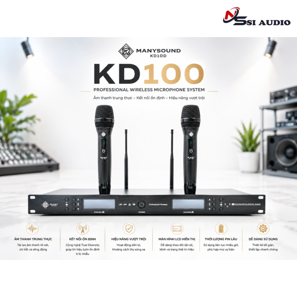 Micro Không Dây Manysound KD100: Thách Thức Mọi Sân Khấu – Chất Âm Chuẩn Phòng Thu, Sóng Siêu Xa
