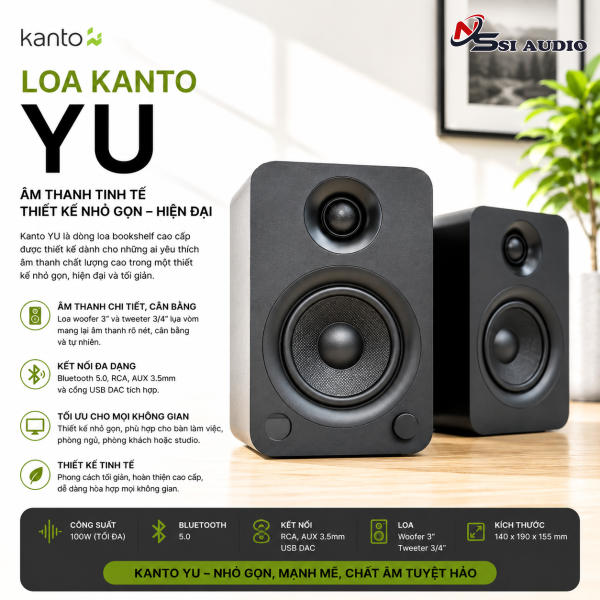 Kanto YU – Loa Bookshelf Active Bluetooth 140W Đơn Giản, Tối Giản Và Tối Ưu Chi Phí