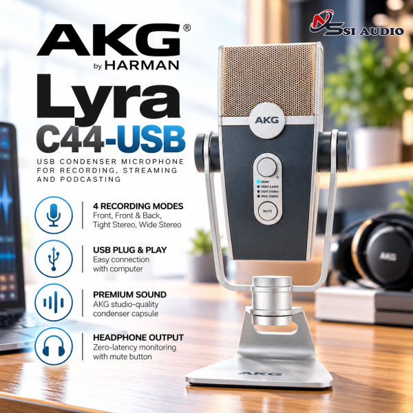 AKG Lyra C44-USB – Micro Condenser Ultra-HD Multi-Pattern Chính Hãng PGI