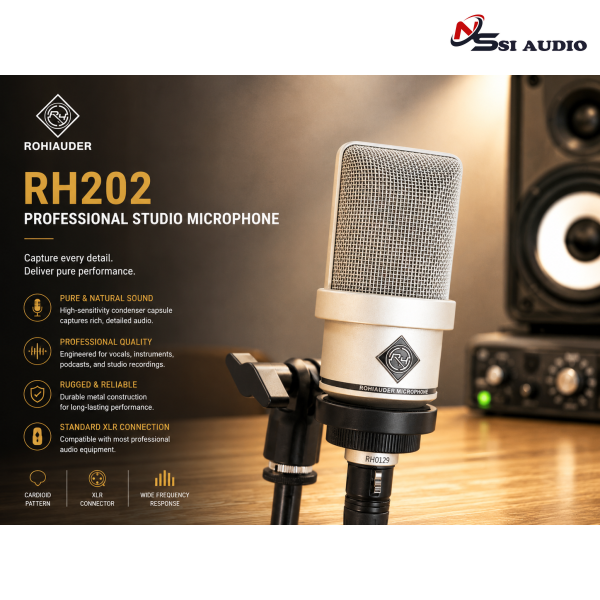 Rohiauder RH 202 Microphone – Micro Thu Âm Chất Lượng Cao, Giọng Sáng Rõ, Giá Tốt