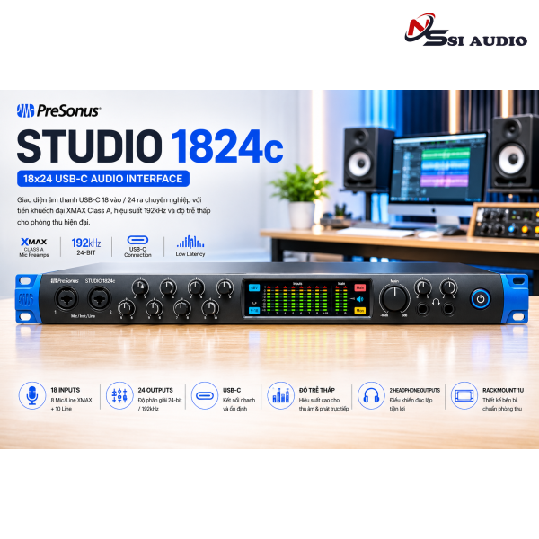 PreSonus Studio 1824c: Audio Interface Thu Âm Đa Kênh Chuyên Nghiệp