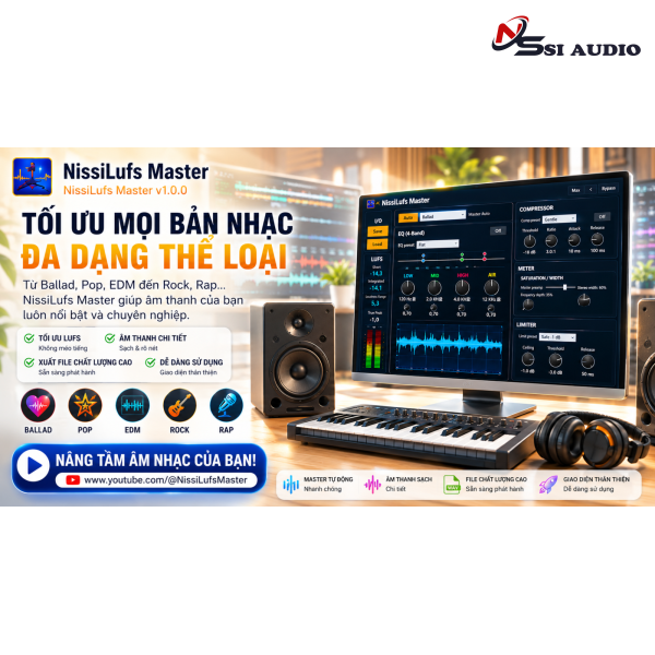 NissiLufs Master V1.0 - Phần Mềm Chuẩn Hóa LUFS Các nền tảng & Mastering - Giải pháp cải thiện âm thanh