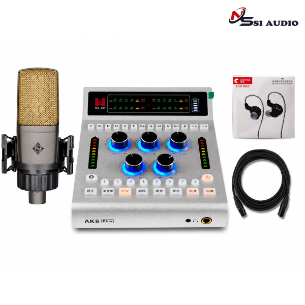 Combo Livestream Rohiauder RH201 + Soundcard AK8 + Tai nghe Yanmai H5 