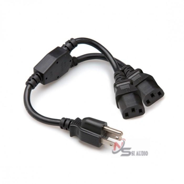 Hosa Power Extension Y Cable Dual Nema 5-15r To Nema 5-15p
