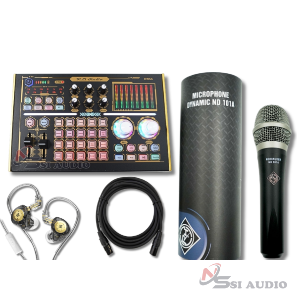 Combo livestream karaoke cơ bản Micro RH 101A + soundcard DMX6