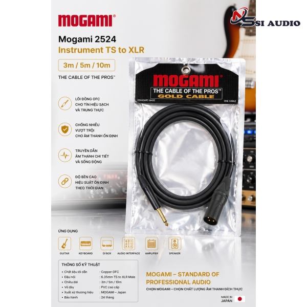 Mogami 2524 Instrument TS to XLR M – Cáp Nhạc Cụ Chuyên Dụng: Chất Âm Trung Thực